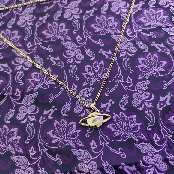 18K Gold Plated 🪐 Saturn Planet Pendant and 18K Gold Plated Miami Cuban Link - Picture 12 of 14